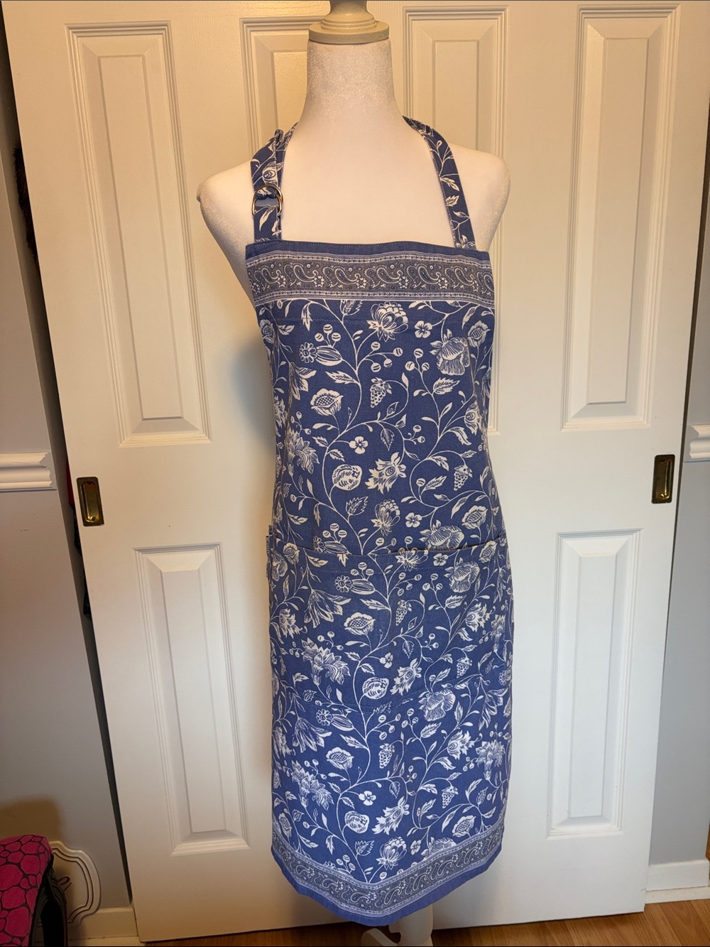 Williams Sonoma Blue and White Floral Apron